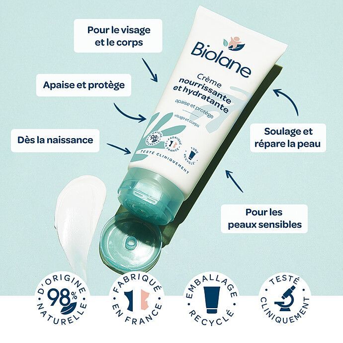 Crème Nourrissante et Hydratante - 100 ml (Biolane) - Image 3