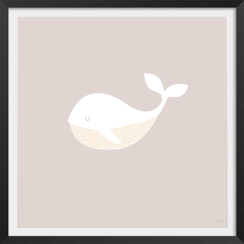 Affiche enfant baleine oh avec cadre noir 30x30 cm (Hexoa) - Image 1