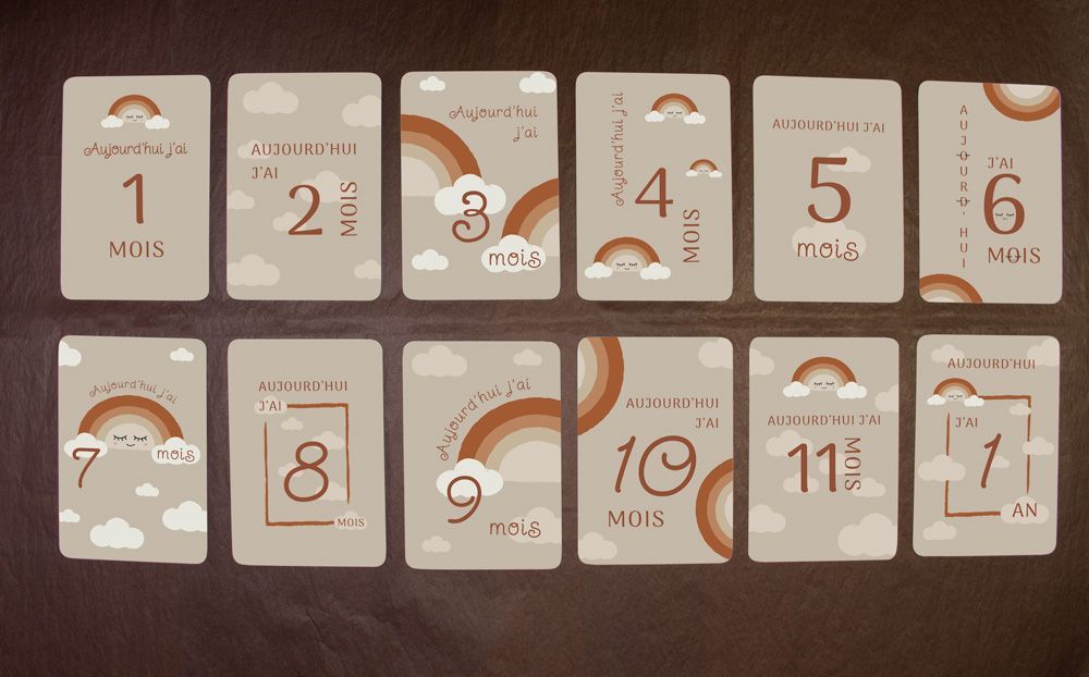 Cartes étapes bébé Arc-en-ciel (Le Faire-Part Français) - Image 1