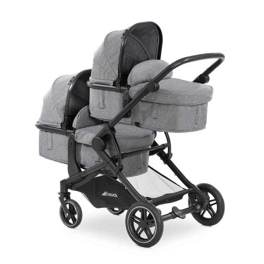 Poussette jumeaux Atlantic Twin Melange Grey - Gris (HAUCK) - Image 1