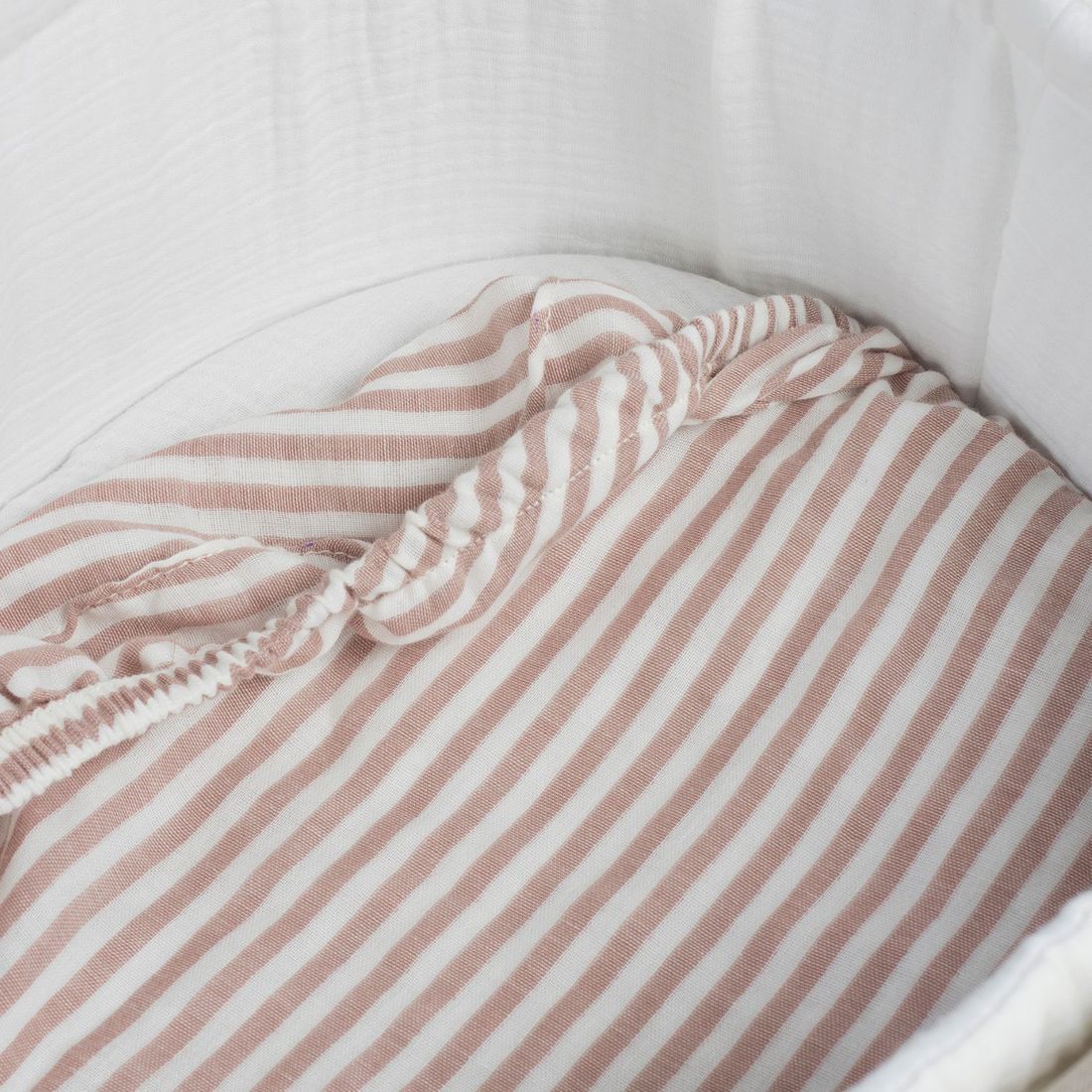 Drap housse pour nacelle Rayures et Lange Praliné Vichy Moka (Walking Mum) - Image 3