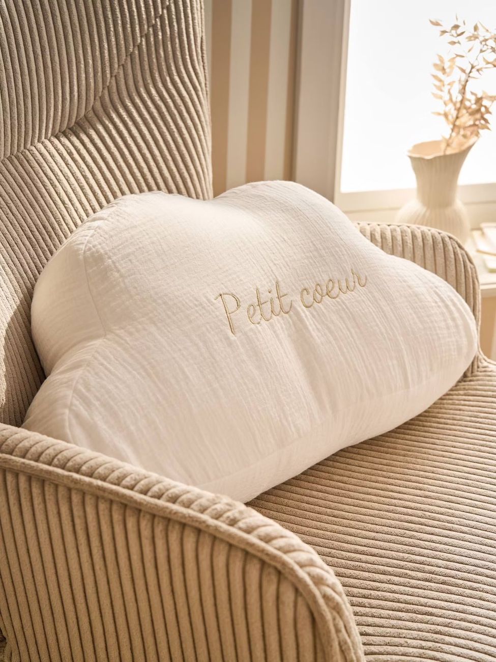 Coussin nuage en gaze de coton personnalisable écru (Vertbaudet) - Couverture