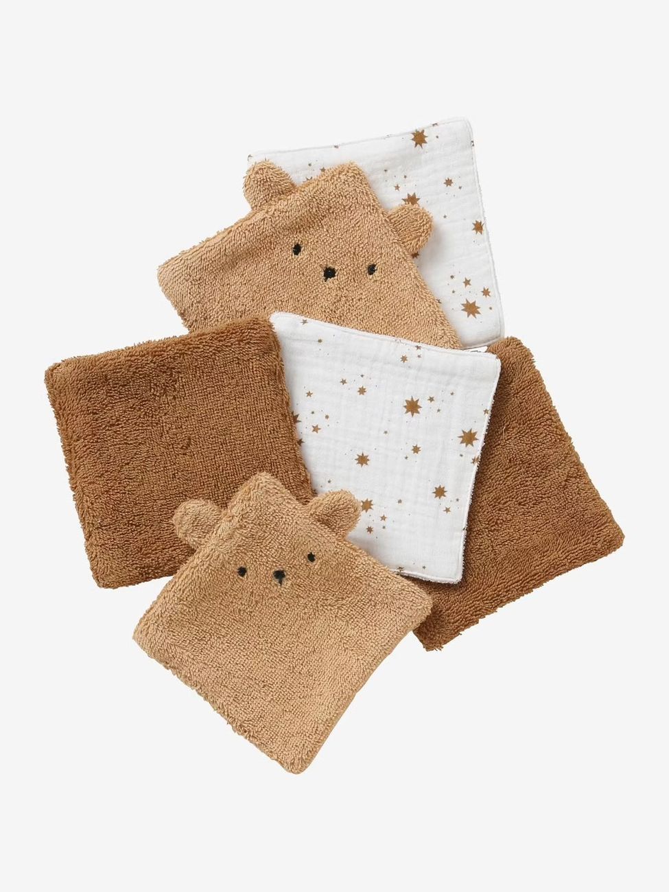 Lot de 6 lingettes lavables Ourson caramel (Vertbaudet) - Image 1