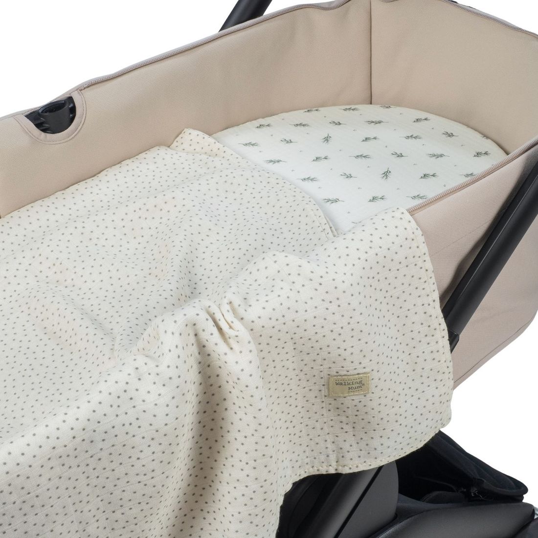 Drap-housse pour nacelle + lange Mimosa Vert (35 x 82 cm) (Walking Mum) - Image 1
