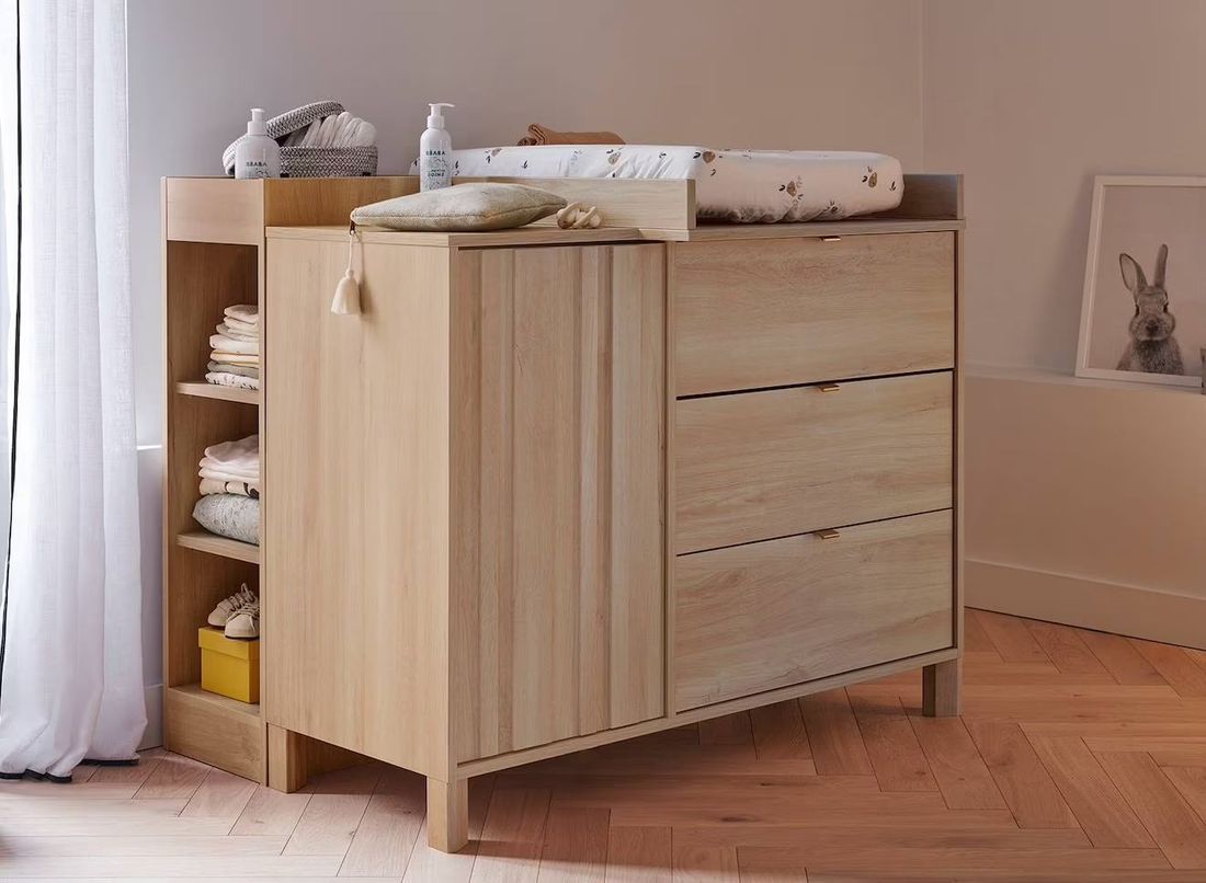 Commode 3 Tiroirs 1 Porte Julia Chêne (Nateo Concept) - Image 1