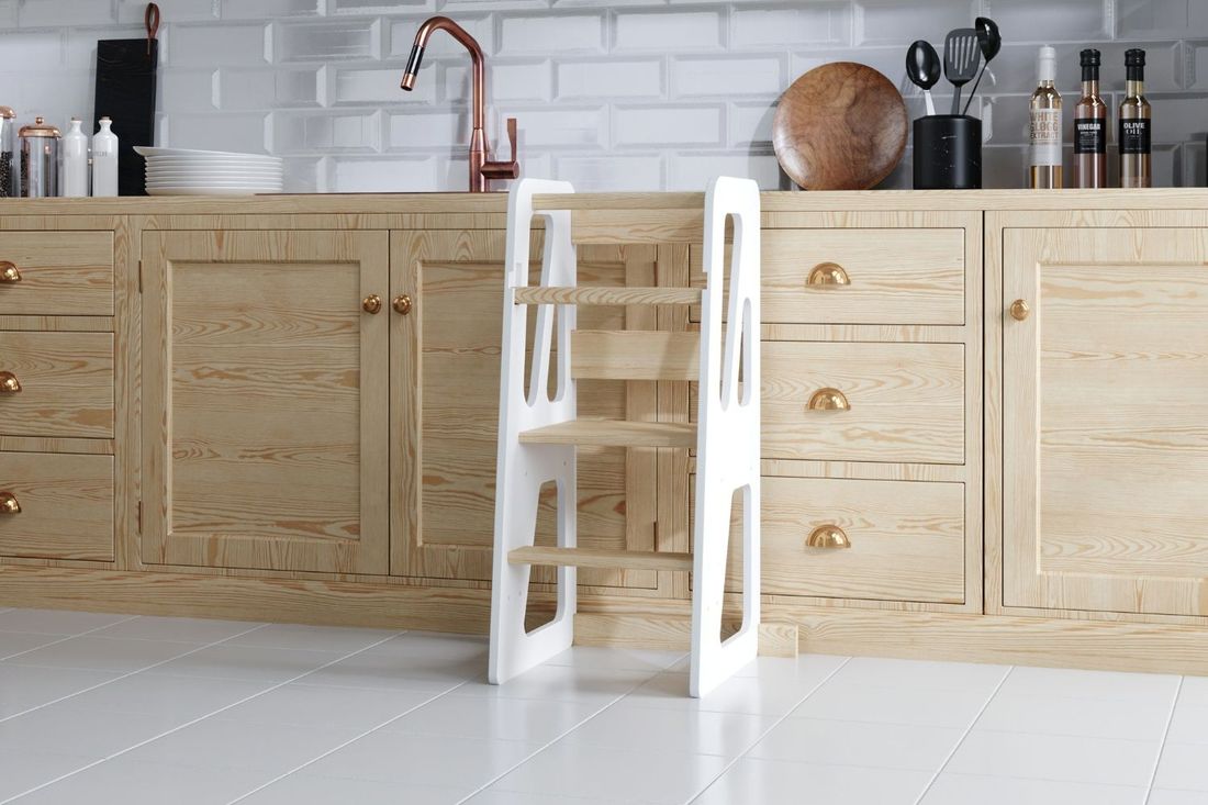 - Tour d'Apprentissage Montessori Kitchen Helper - Bois Naturel et Blanc - list: Blanc|Bois Laqué (Mon Lit Cabane) - Image 2