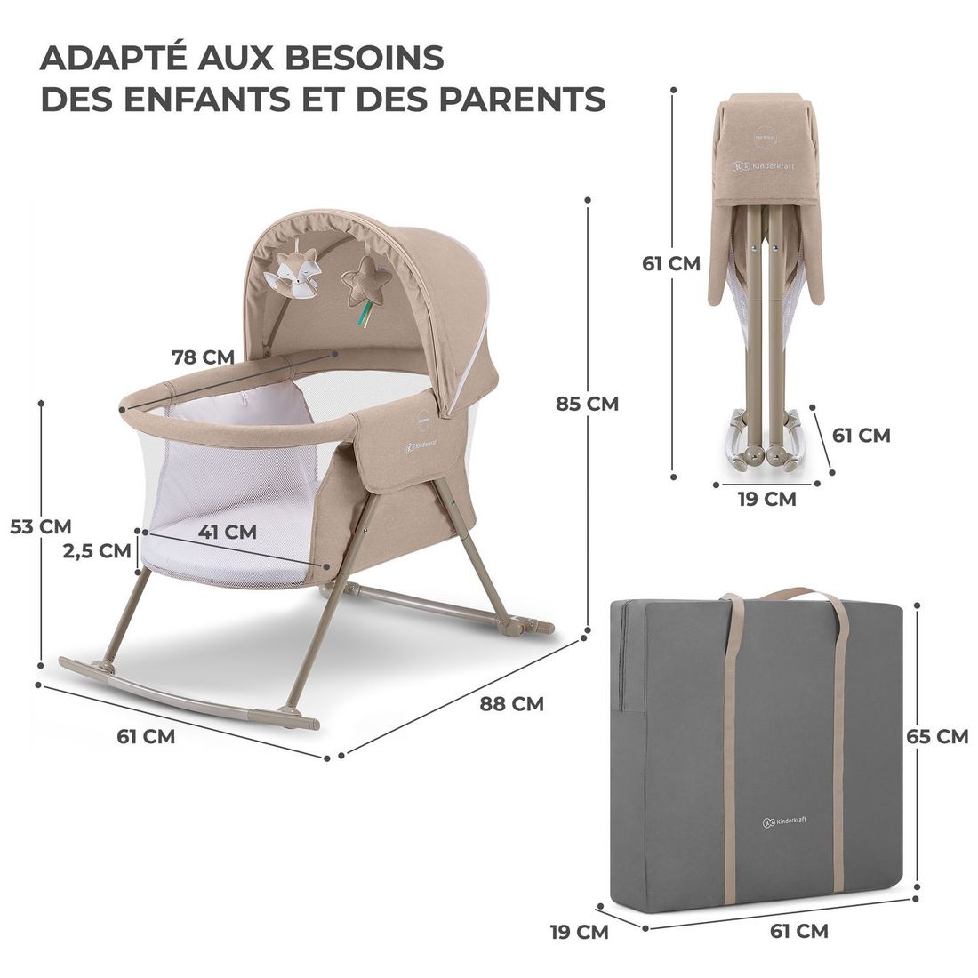 Berceau bébé Lovi Beige (Kinderkraft) - Image 6