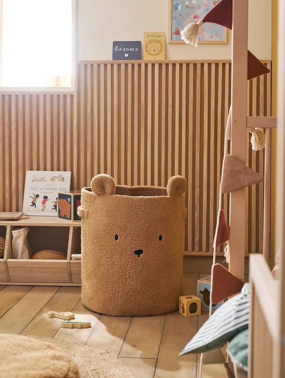 Panier de rangement XL en sherpa Ourson marron (Vertbaudet) - Couverture