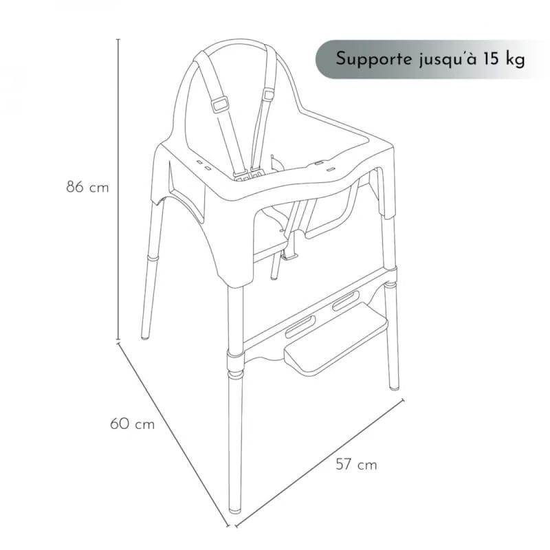 Chaise haute bébé - gris foncé (Monsieur Bébé) - Image 1