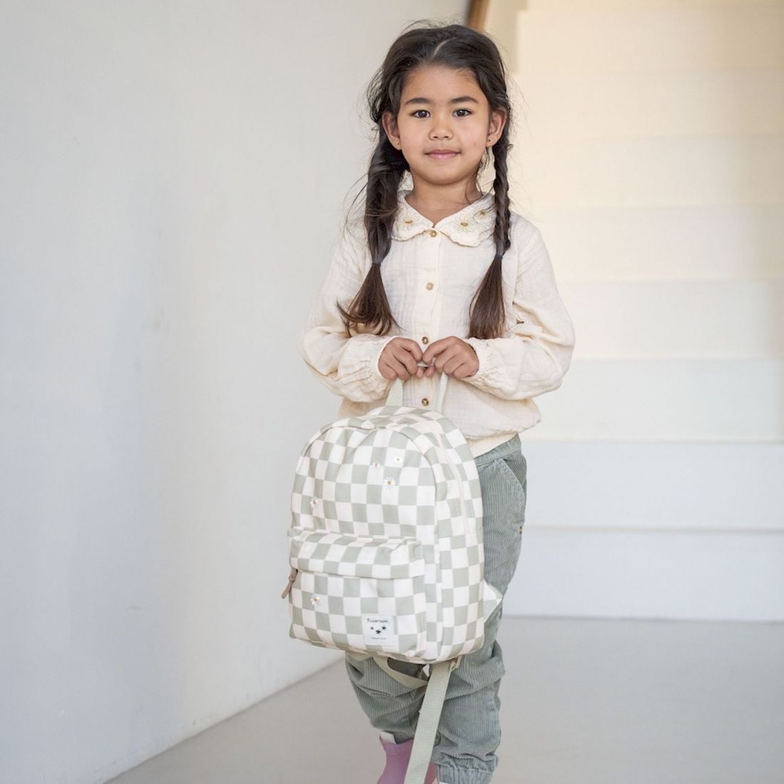 Sac à dos enfant Nostalgia Pâquerettes beige et vert (31 cm) (Kidzroom) - Image 3