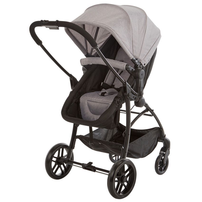 Poussette trio combinée avec siège-auto et couffin gris chiné/noir - Gris (Babycare) - Image 2