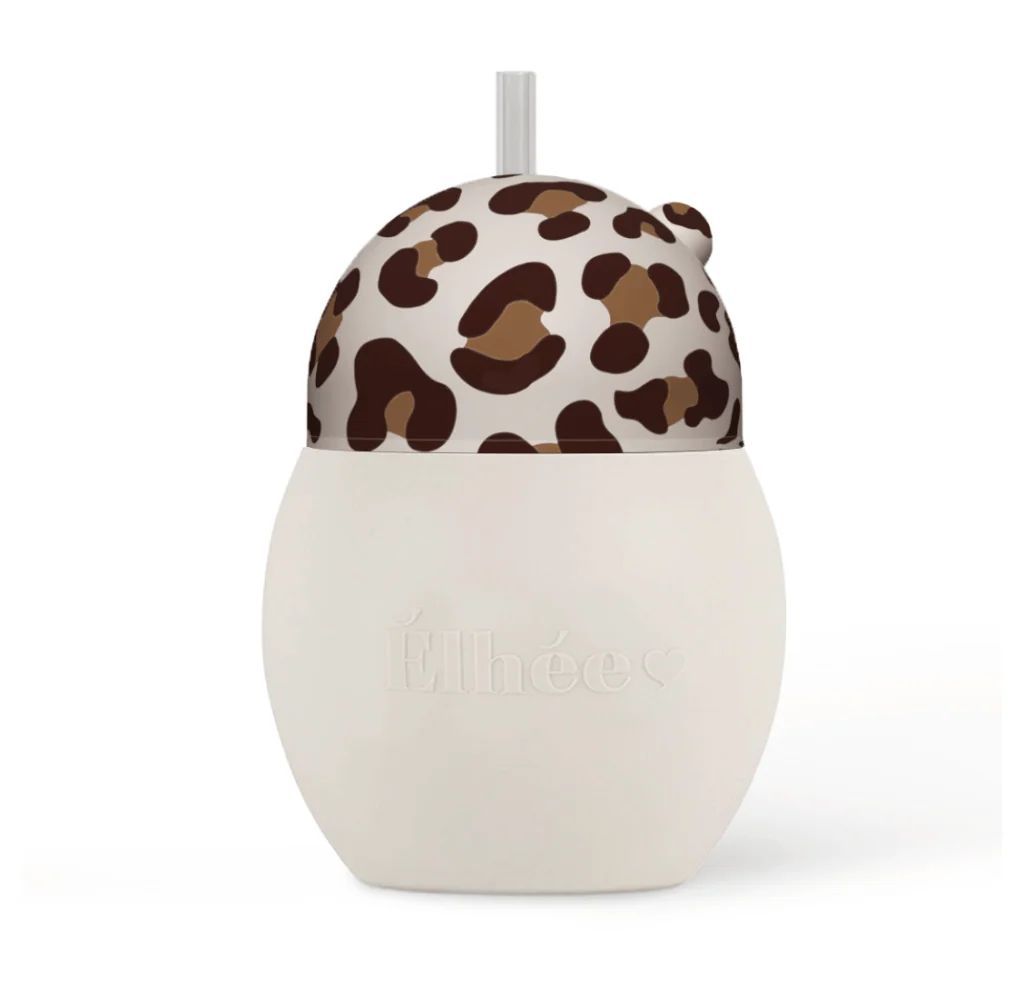 Tasse à paille lestée léopard 240 ml | Graouu 9m+ | Coconut (Elhée) - Image 1