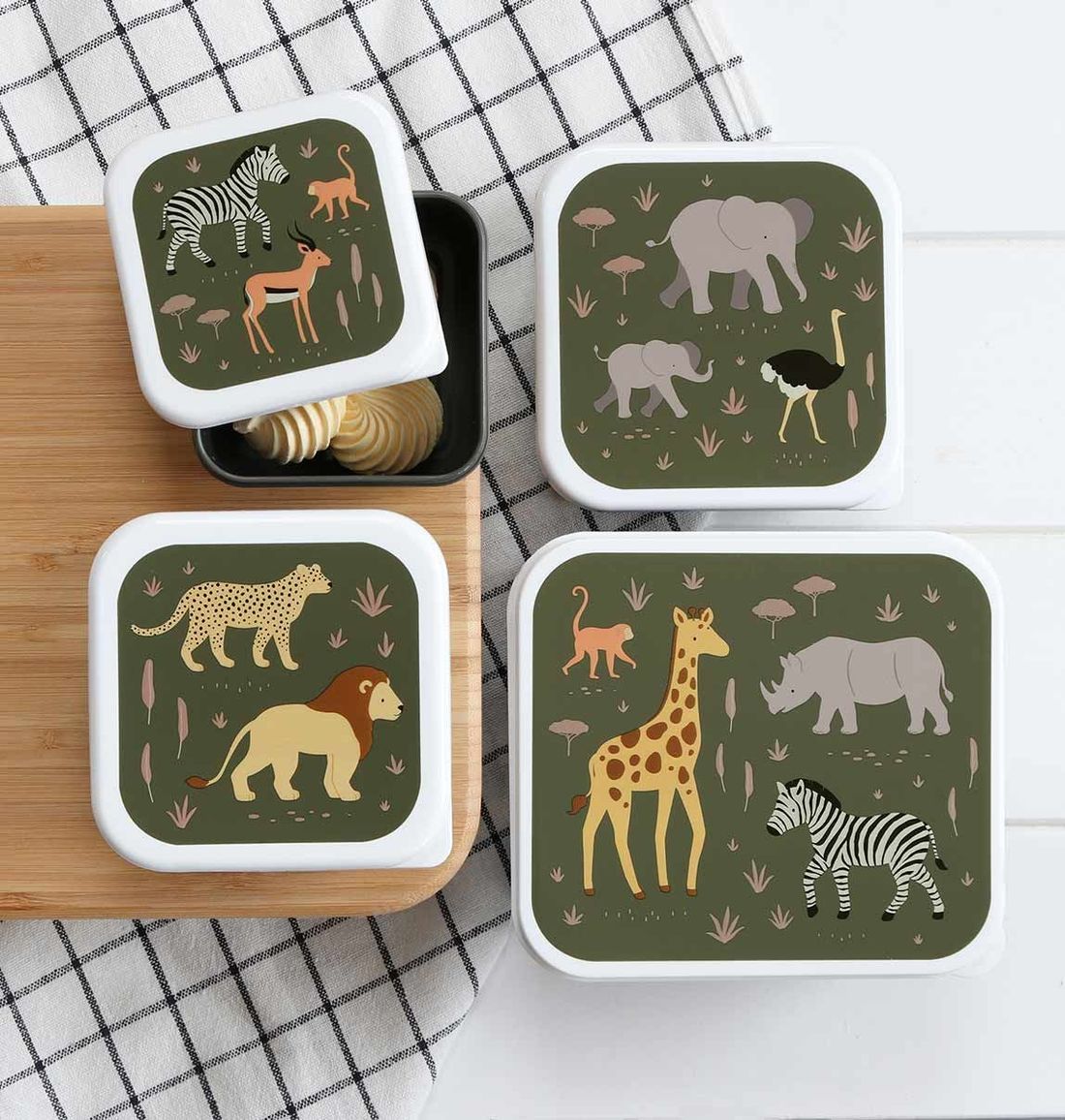 Lot de 4 boîtes à goûter Savane (A Little Lovely Company) - Image 2