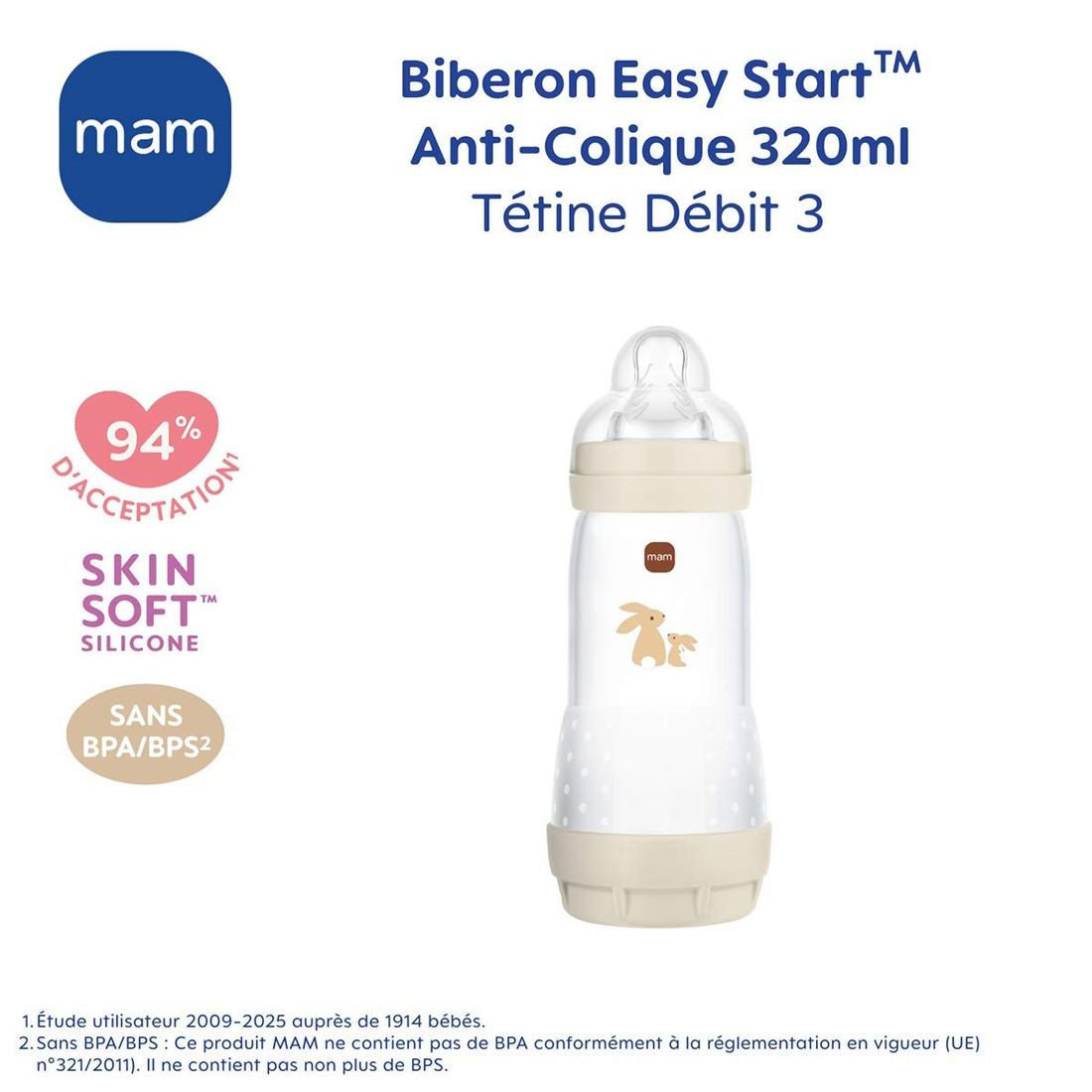 Biberon Easy Start Anti-colique Débit 3 (Mam) - Image 3