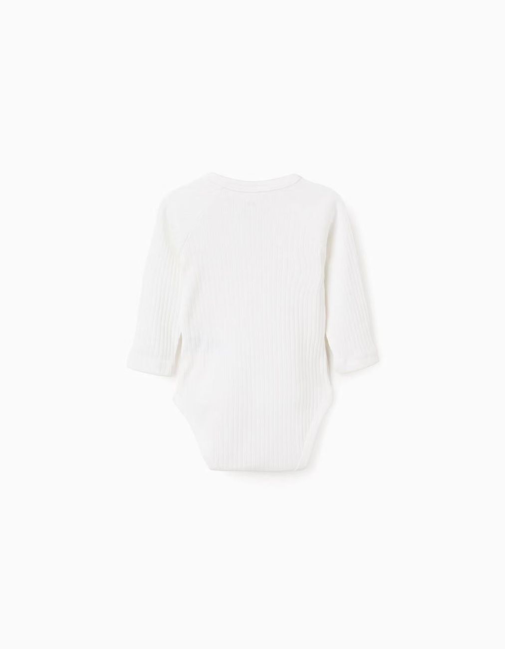 Lot De 4 Bodies En Coton Croisés Unis/côtelés Blanc (Zippy) - Image 1