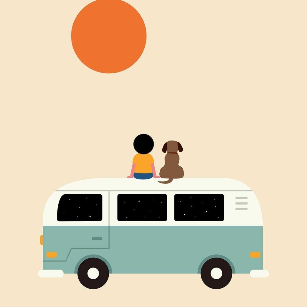 Affiche enfant sur le van avec cadre bois 40x60 cm (Hexoa) - Image 2