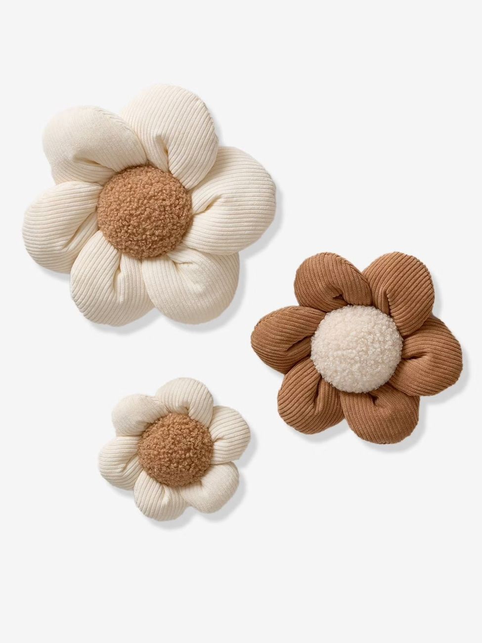 Lot de 3 fleurs en velours beige (Vertbaudet) - Image 2