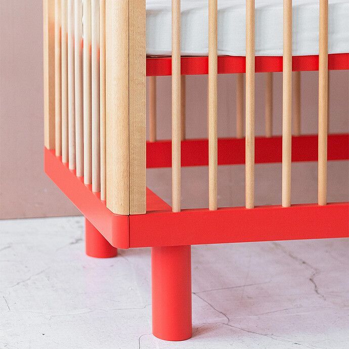 Lit Bébé Evolutif Nox Bois Naturel et Rouge - 60 x 120 cm (Karl & Fric) - Image 6