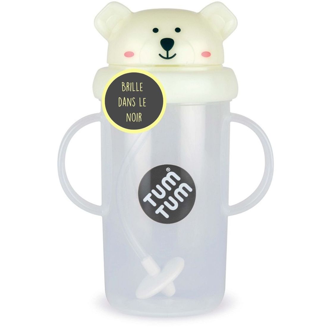 Tasse antifuite avec paille lestée Ours phosphorescente (300 ml) - Reconditionné (Tum Tum) - Couverture
