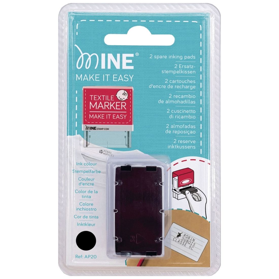 Lot de 2 recharges d'encre pour tampon textile et papier MINE (MINE) - Couverture