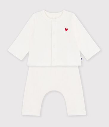 Ensemble bébé en coton brodé poitrine uni (Petit Bateau) - Image 1