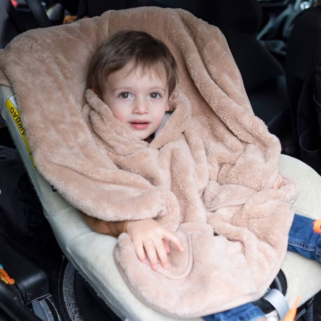 Poncho De Voyage Bébé Pour Siège Auto - Moelleux Douceur Natural (Bemini) - Image 2
