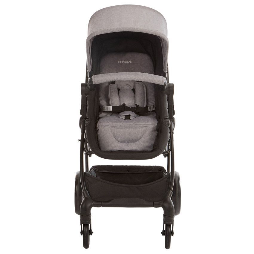 Poussette trio combinée avec siège-auto et couffin gris chiné/noir - Gris (Babycare) - Image 1