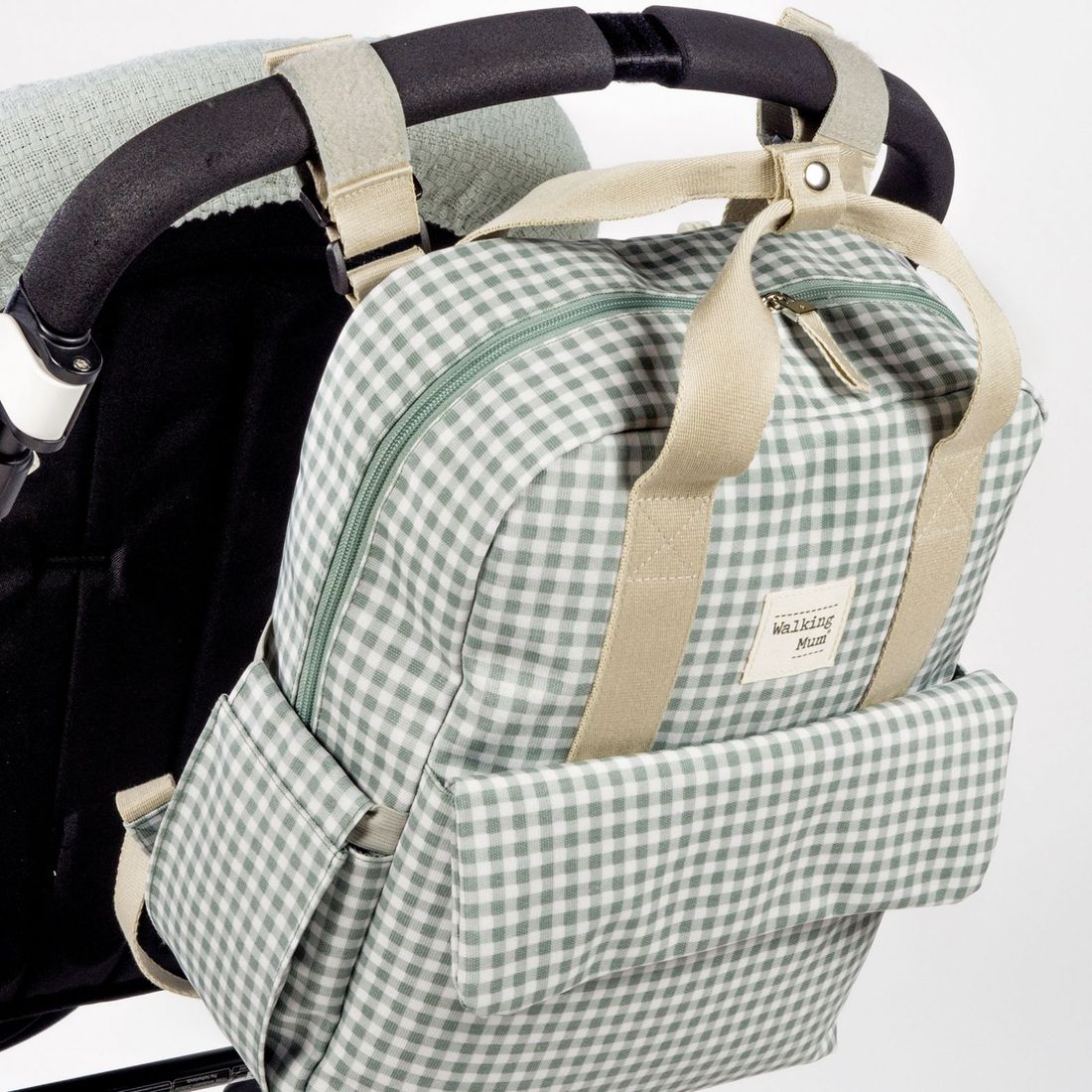 Sac à dos à langer I love Vichy vert (Walking Mum) - Image 4