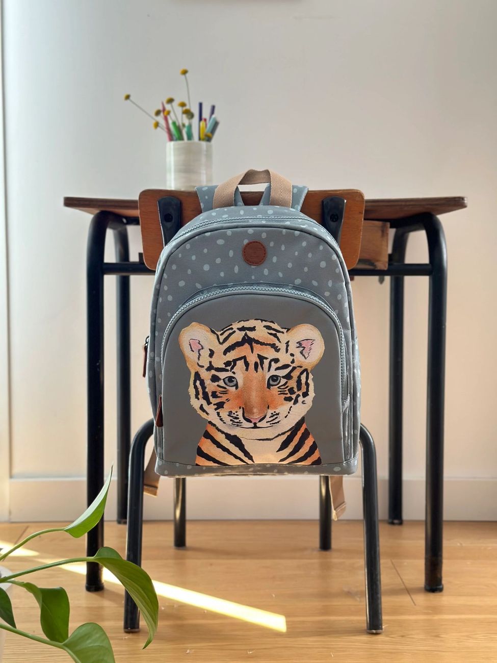 Sac à dos tigre aquarelle bleu – Sac enfant crèche et maternelle - Waldy & Co (Les Aquarelles de Marlène) - Image 6