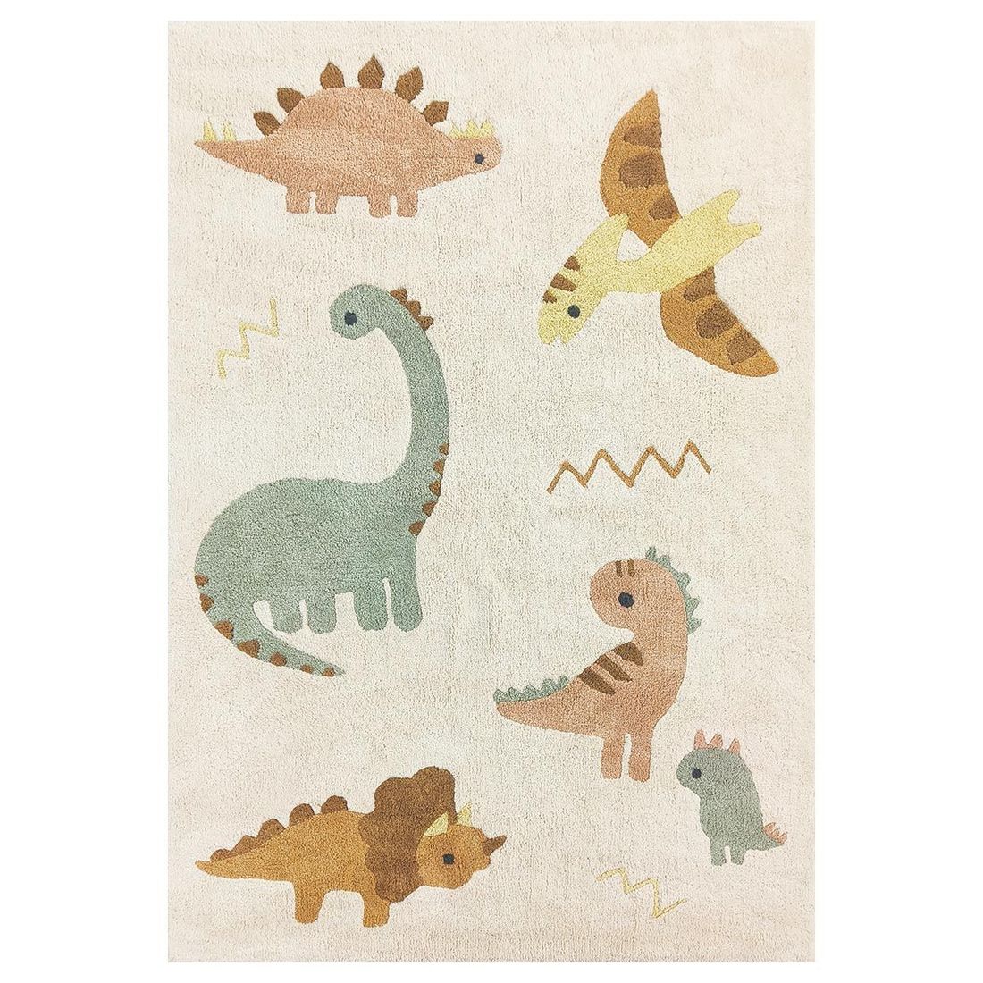 Petite Amélie Tapis chambre enfant | Dinosaure | Coton lavable | Rectangulaire 120x170 cm | Un tapis doux et résistant pour l'espace de jeu (Petite Amélie) - Image 1