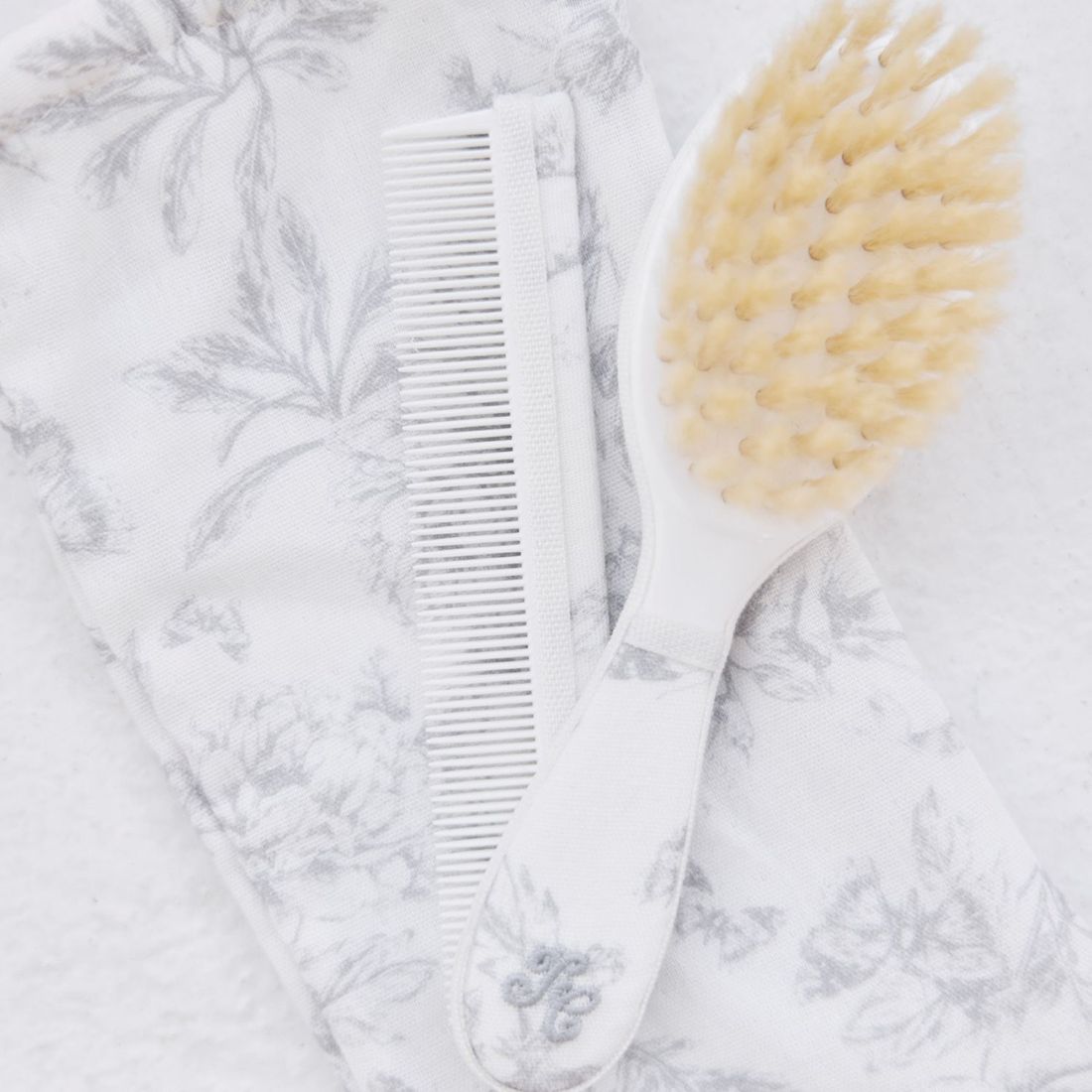 Brosse et peigne imprimé inspiration Toile de Jouy gris (Tartine et Chocolat) - Image 3