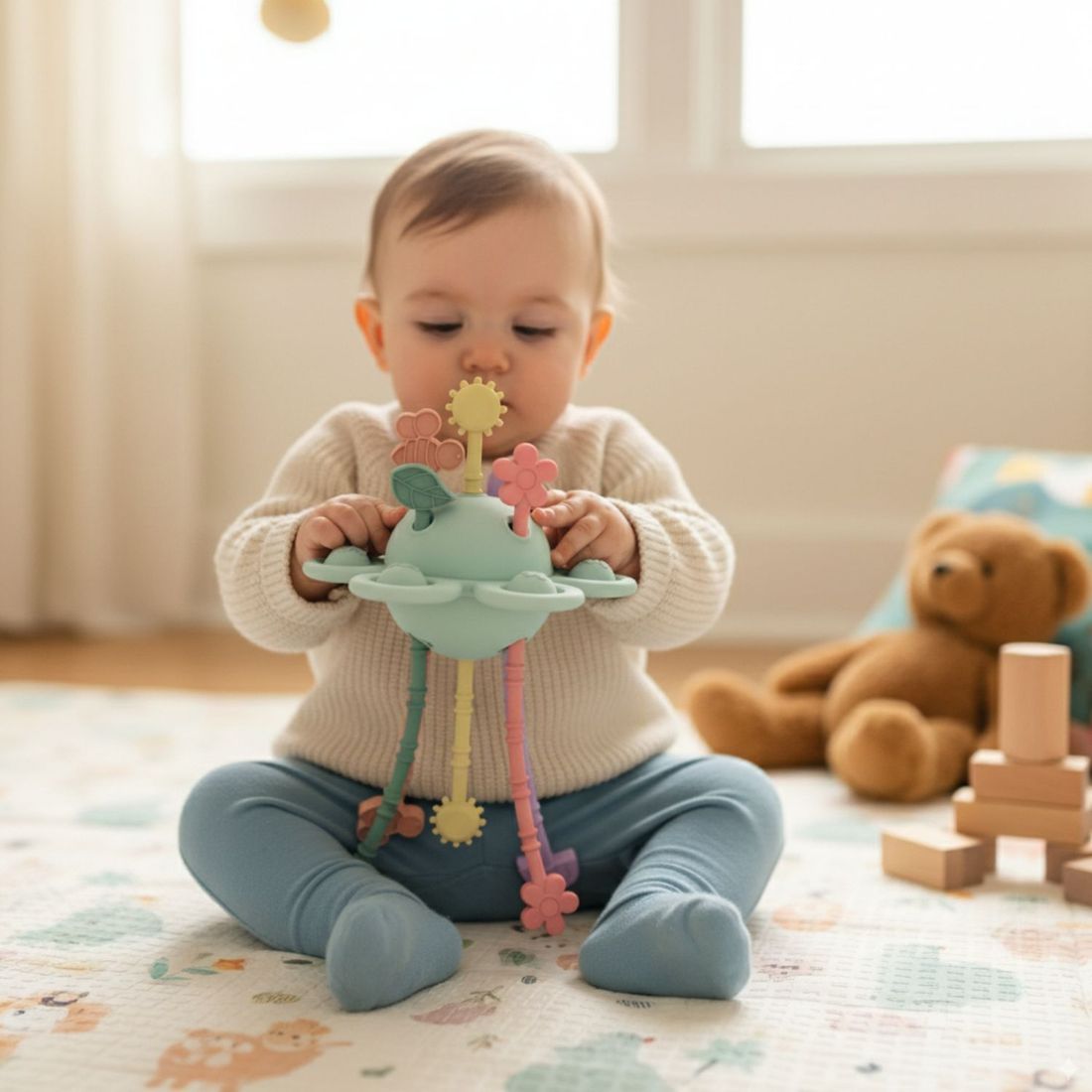 Jouet d'éveil et de dentition en silicone Jardin Sensoriel (Little L) - Image 1