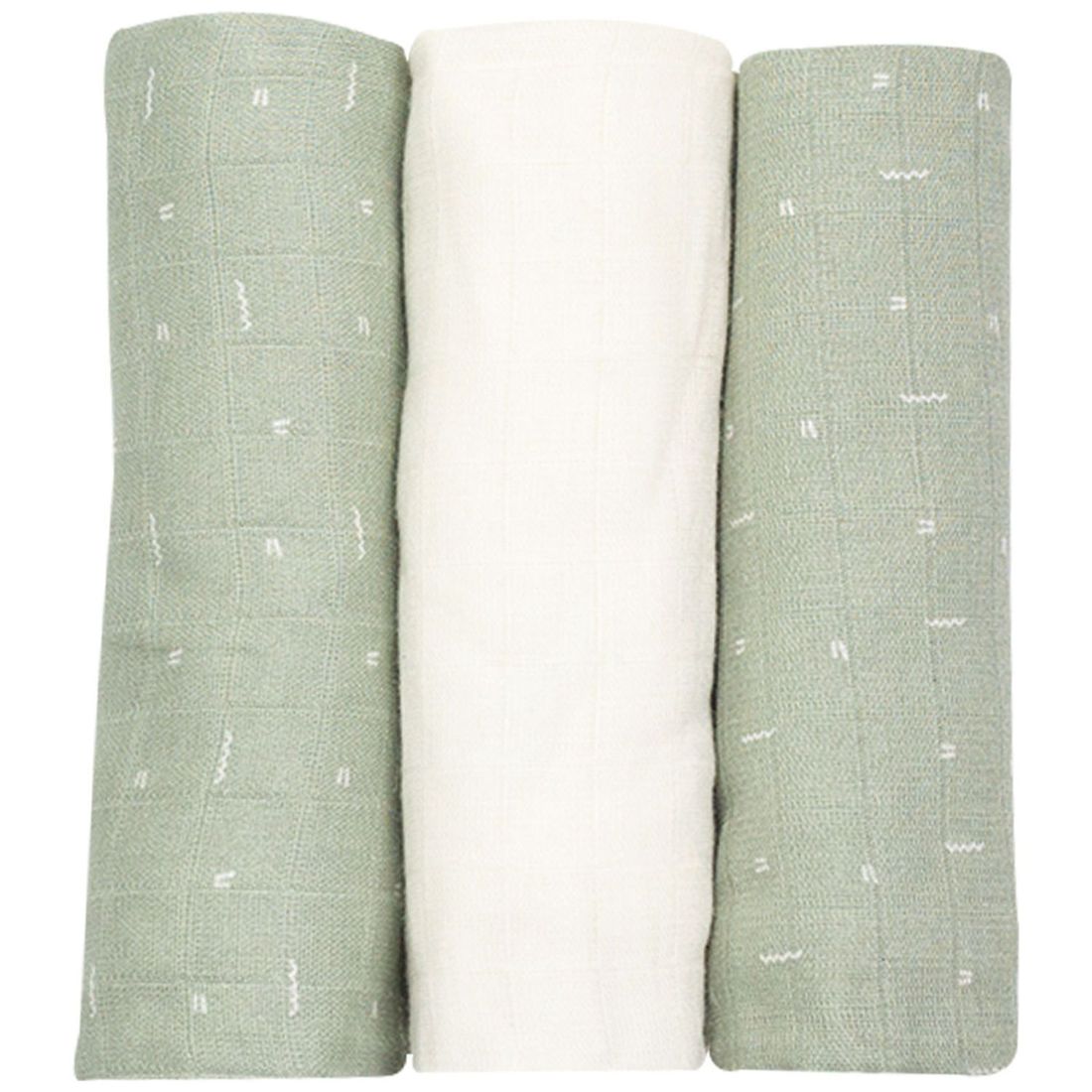 Lot de 3 langes en mousseline Grafic Olive (70 x 70 cm) (Trois Kilos Sept) - Couverture
