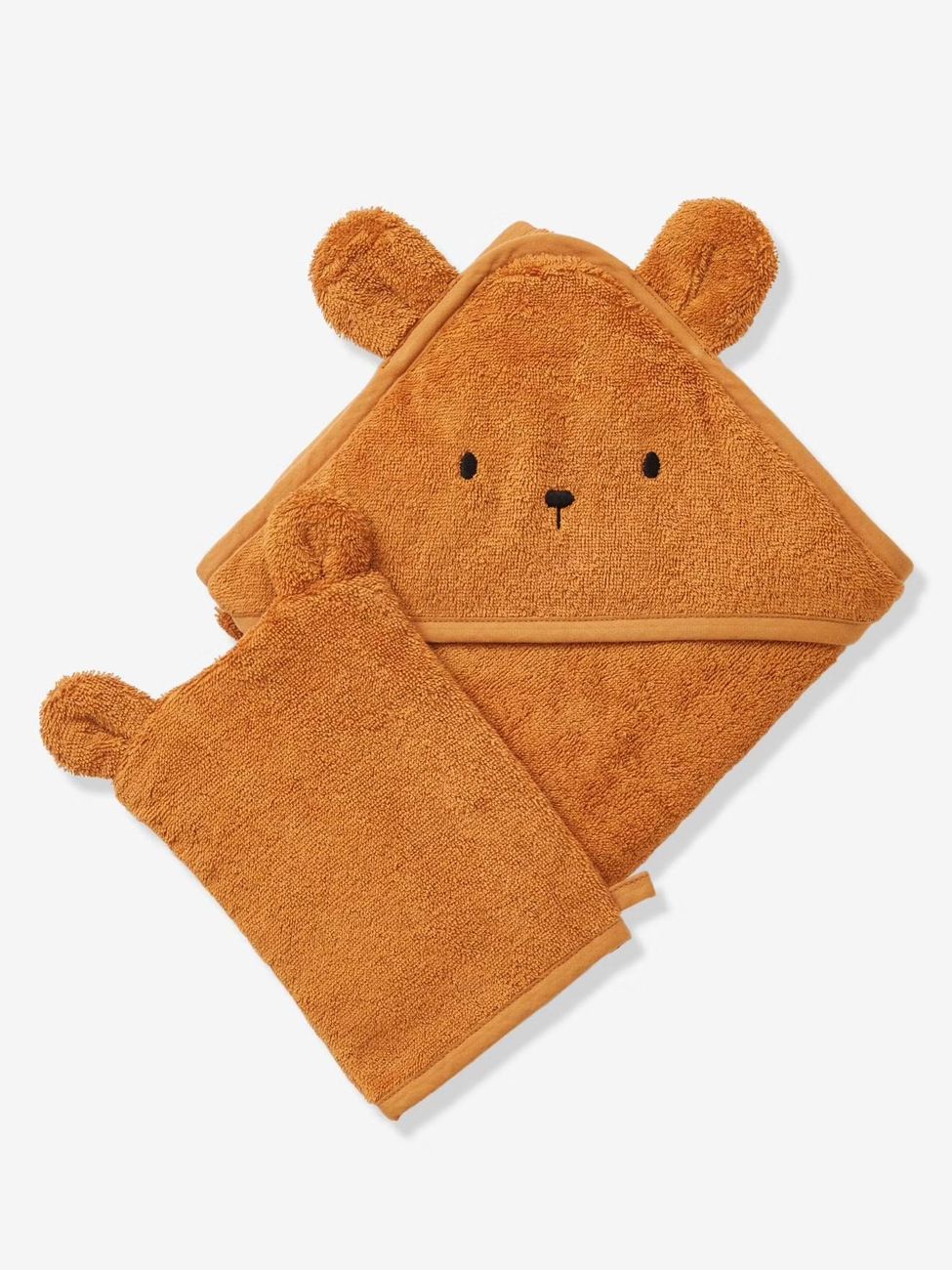 Cape de bain + gant de toilette BIO* caramel (Vertbaudet) - Image 2