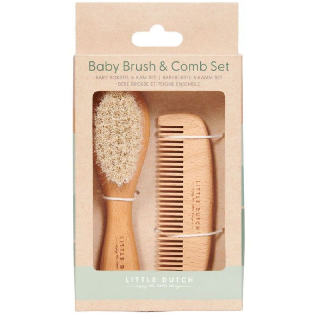 Ensemble brosse et peigne bébé en bois (Little Dutch) - Image 1