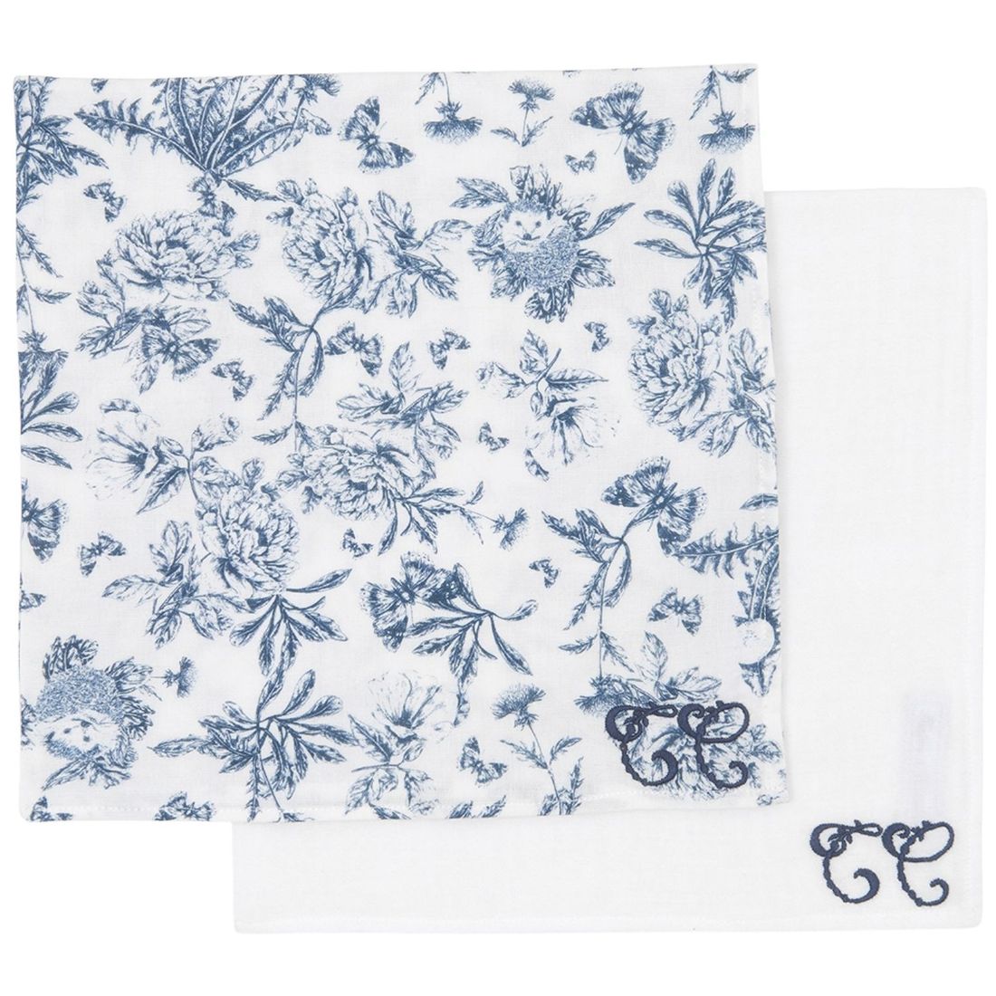 Set de 2 langes Toile de Jouy bleu (70 x 70 cm) (Tartine et Chocolat) - Couverture