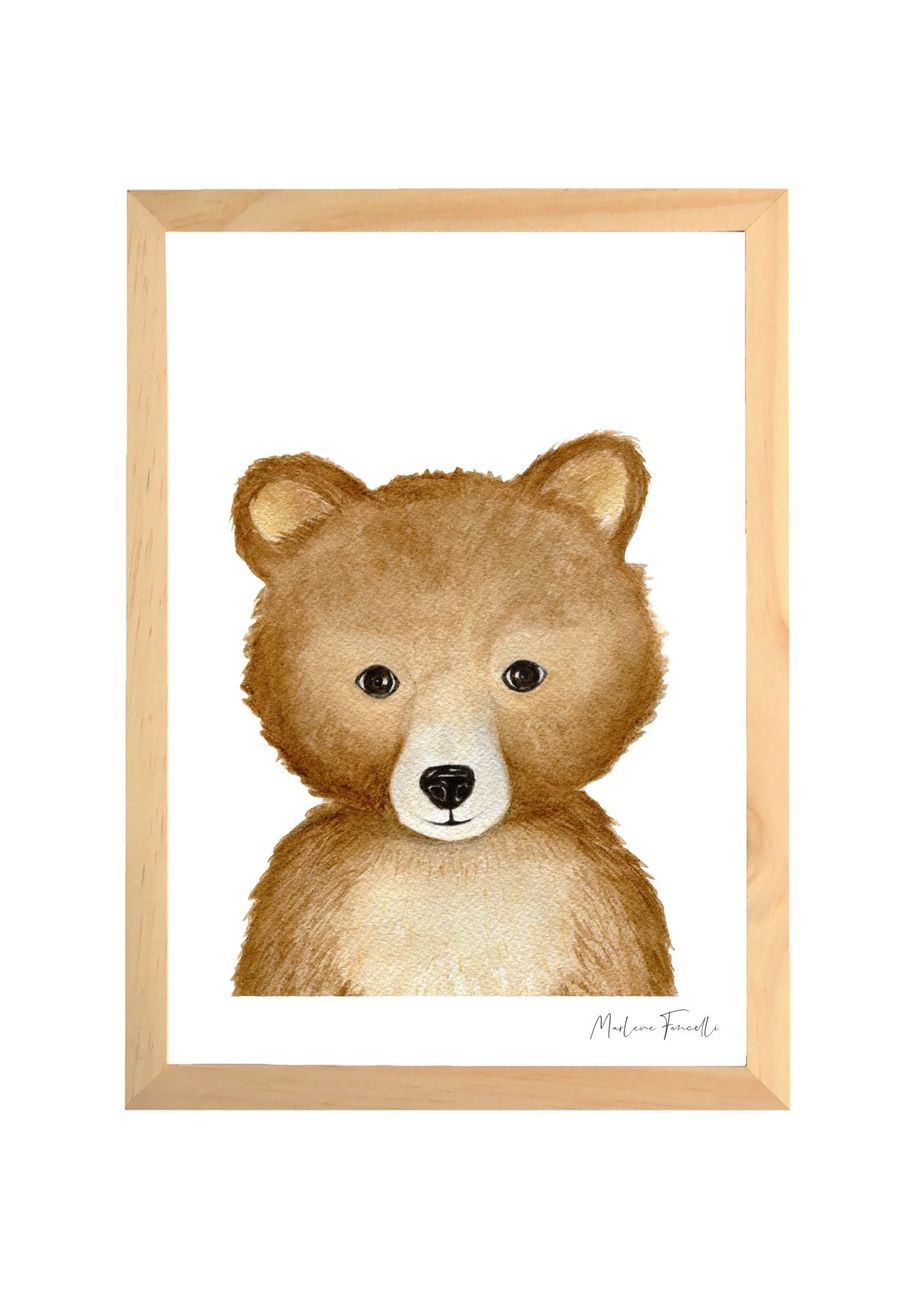 Affiche ourson aquarelle Jack, Poster animal pour chambre bébé et enfant (Les Aquarelles de Marlène) - Image 1
