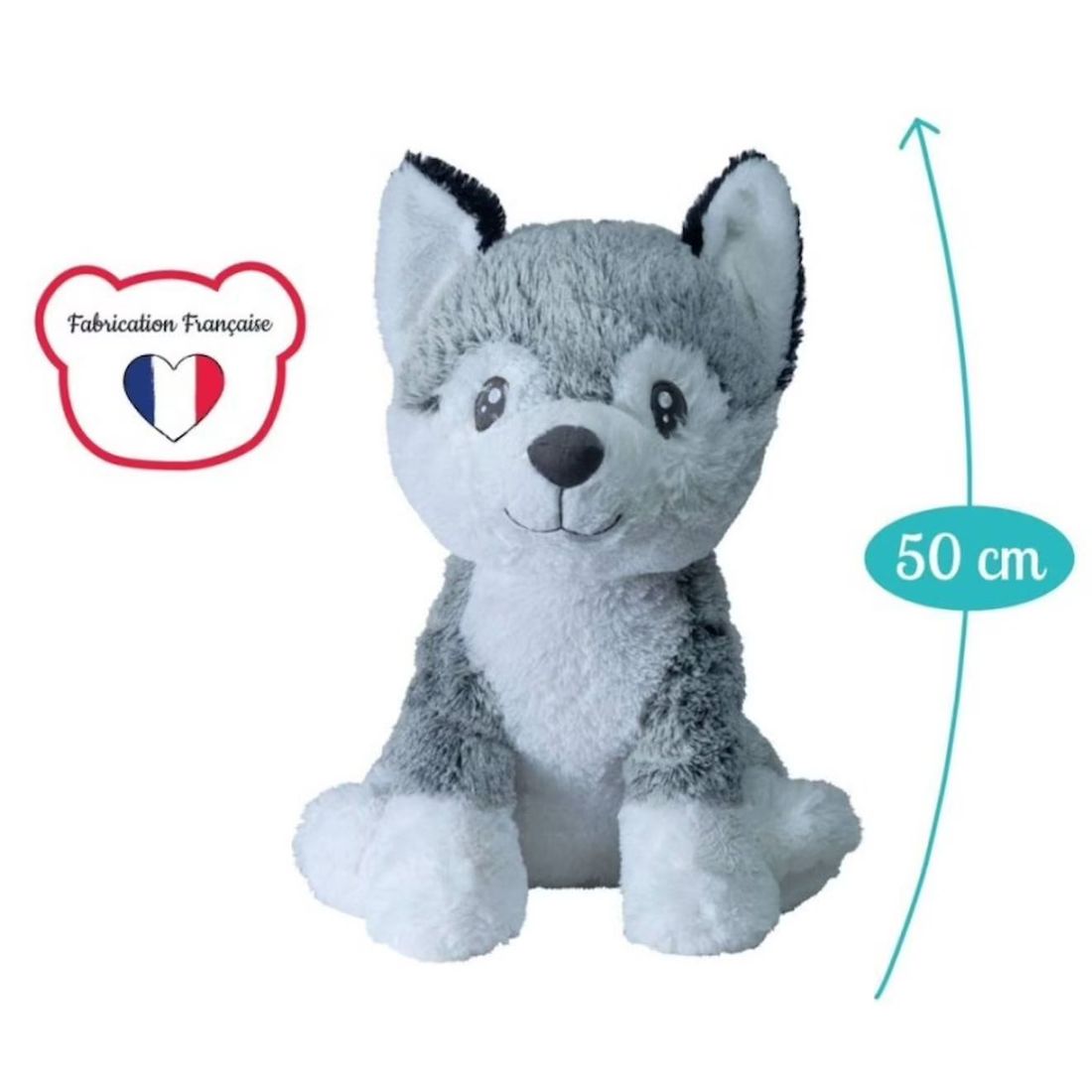Peluche Géante Chien Husky Kodi - Made In France Gris Et Blanc (Pioupiou Et Merveilles) - Image 1