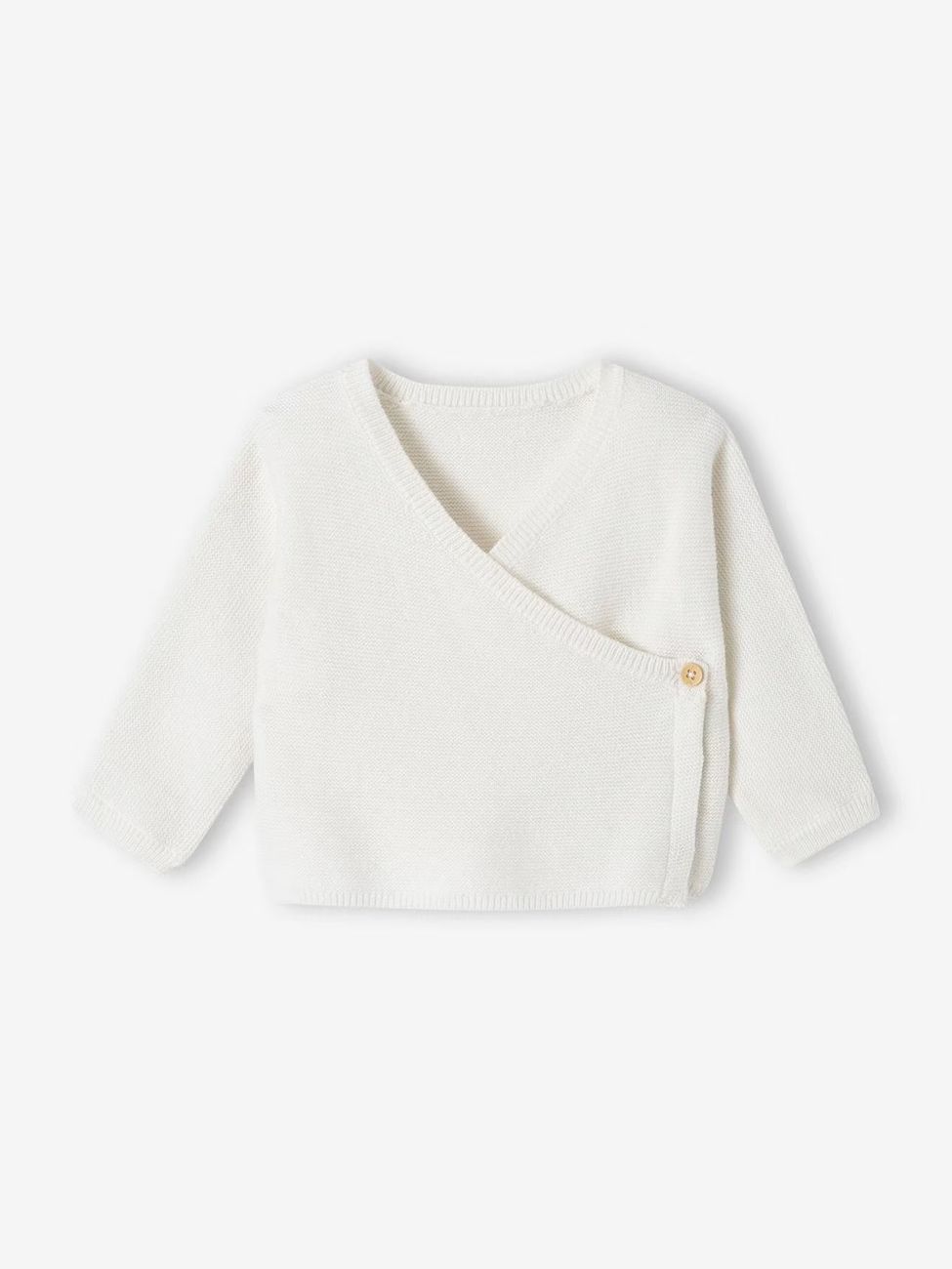 Brassière bébé naissance tricot point mousse coton et laine blanc (Vertbaudet) - Image 1