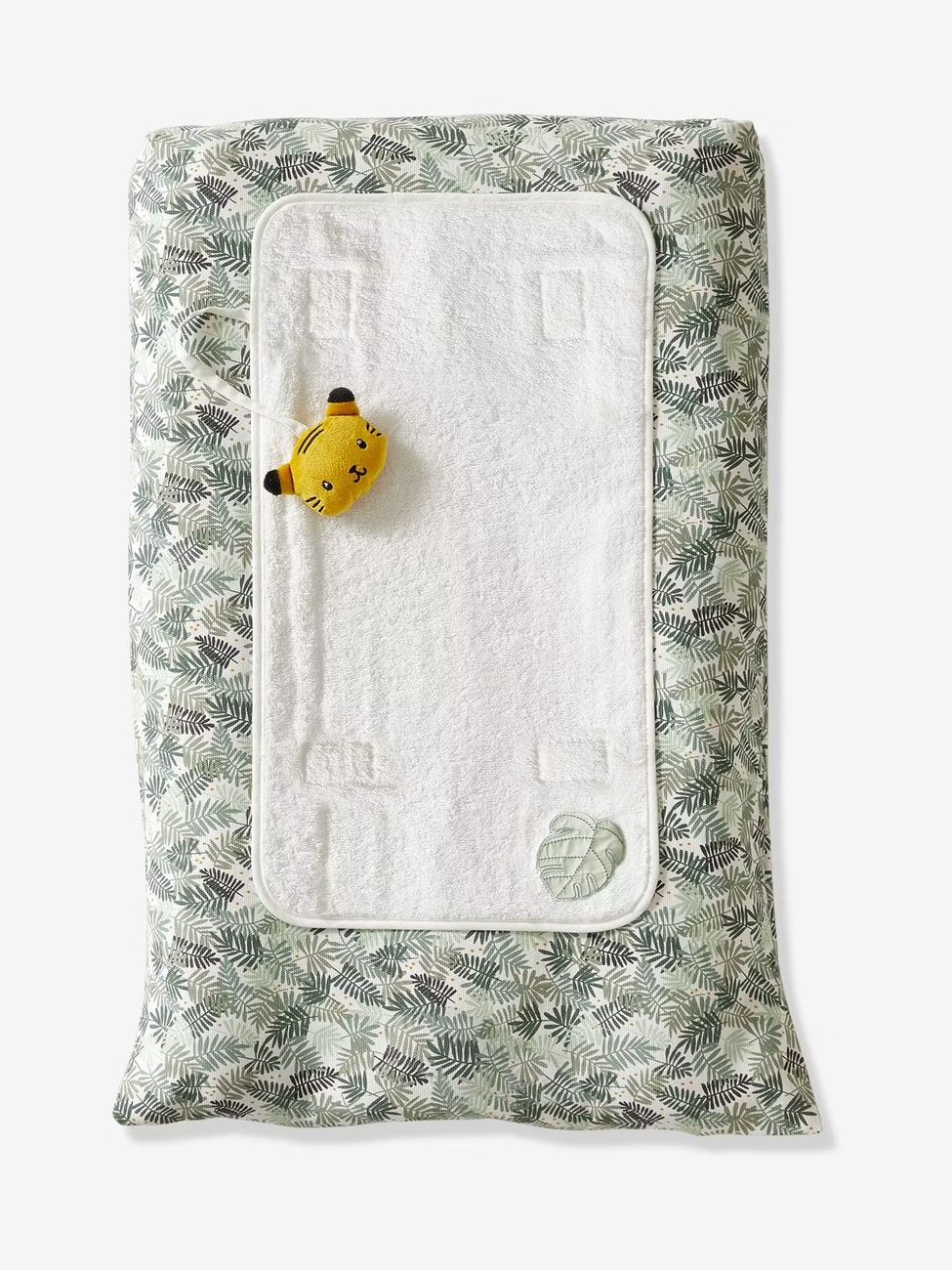 Housse matelas à langer personnalisable écru / vert feuille (Vertbaudet) - Image 1
