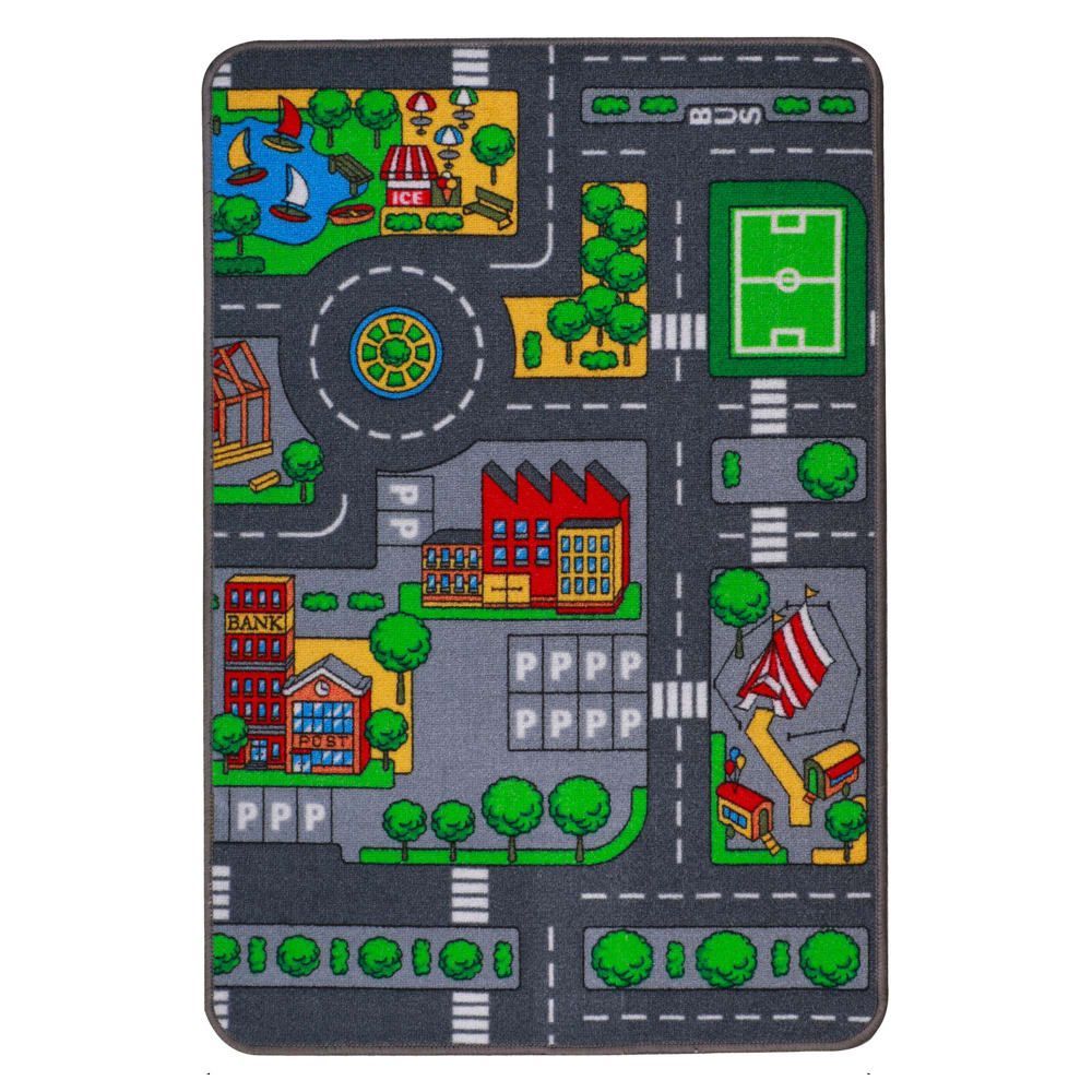Tapis jeu enfant circuit voiture 67x100cm (Wadiga) - Couverture