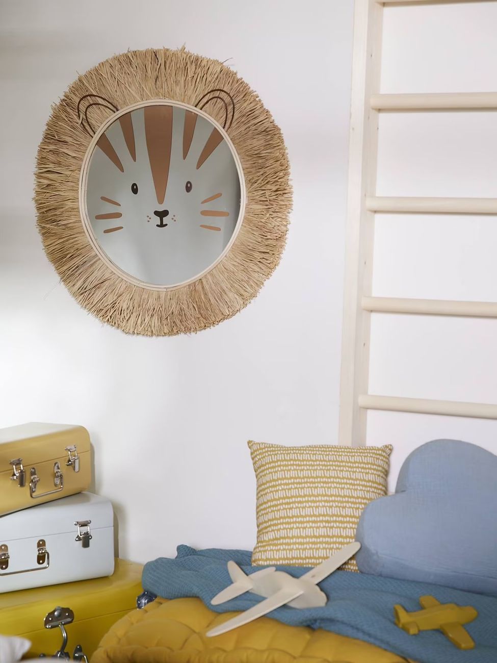 Miroir XL Lion en rotin et raphia moka (Vertbaudet) - Couverture