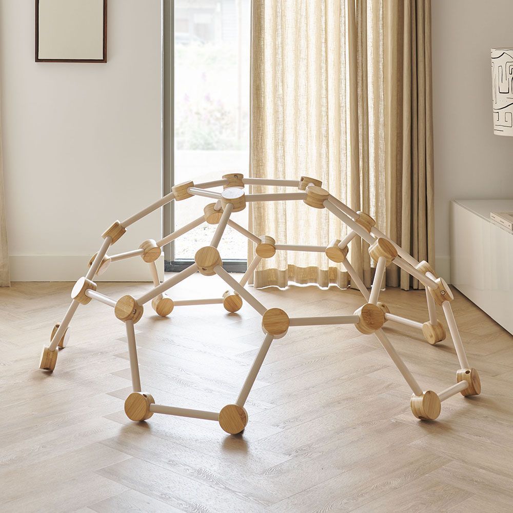 Petite Amélie | Dôme d'escalade Igloo | Bambou durable | Bois et blanc | 150x60 cm | Structure de jeu robuste pour enfants pour le jardin et maison (Petite Amélie) - Couverture