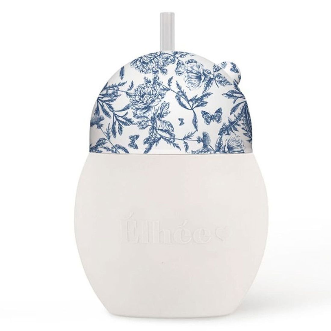 Tasse avec Paille Lestée Coconut Toile de Jouy Bleu - 240 ml (Elhée) - Couverture