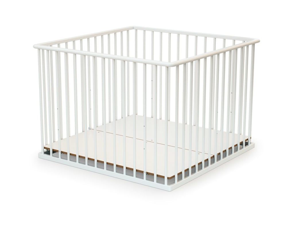 Parc bébé en bois blanc 100 x 100 cm cubo (Webaby) - Image 1