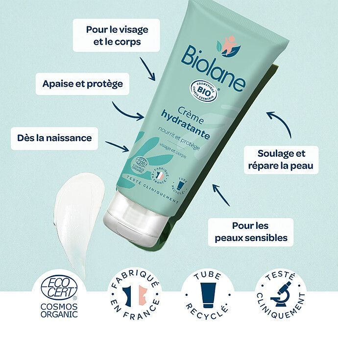 Crème Hydratante Biologique - 100 ml (Biolane) - Image 5