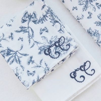 Set de 2 langes Toile de Jouy bleu (70 x 70 cm) (Tartine et Chocolat) - Image 2