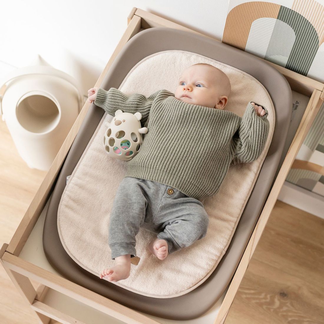 Coussin en éponge pour matelas à langer Beige (Nattou) - Image 3