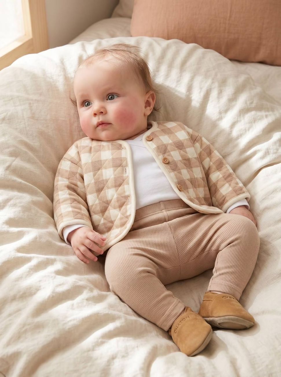 Lot 3 leggings bébé naissance écru (Vertbaudet) - Image 1