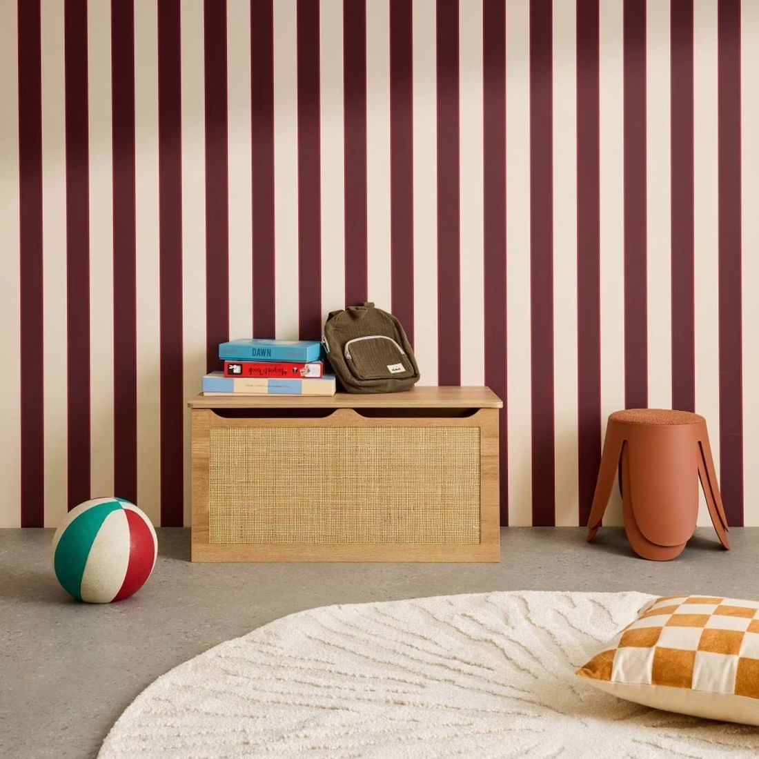Coffre À Jouets Décor Bois Cannage, Couvercle, Poignées Latérales Pour Chambre Enfant Naturel (sweeek) - Couverture